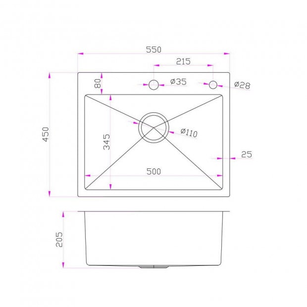 Stainless Steel Kitchen Sink 550x450MM SIngle Bowl Laundry Strainer Image 1