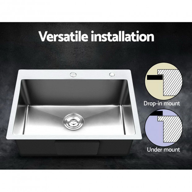 Stainless Steel Kitchen Sink 550x450MM SIngle Bowl Laundry Strainer Image 3