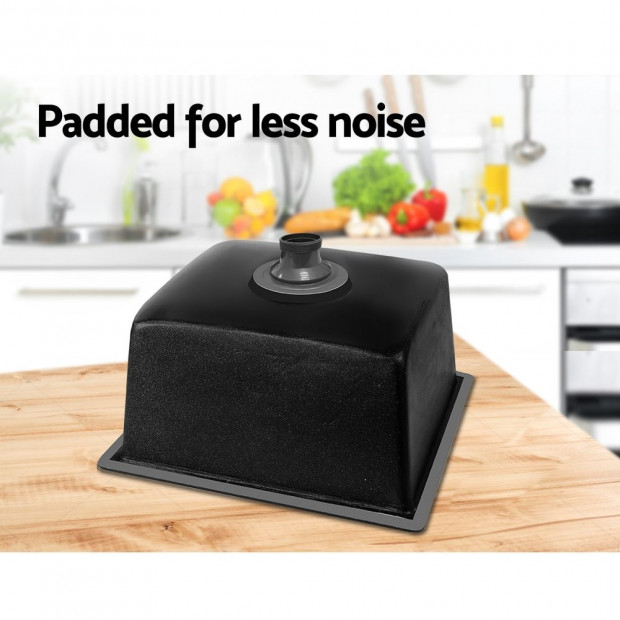 Kitchen Sink Stone Granite Top/Undermount Singe Black 450x450mm Image 5