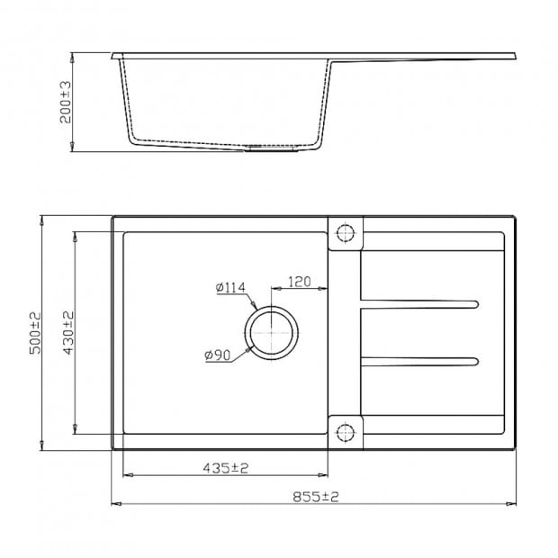 Kitchen Sink Granite Stone Top or Undermount Single White 860x500mm Image 1