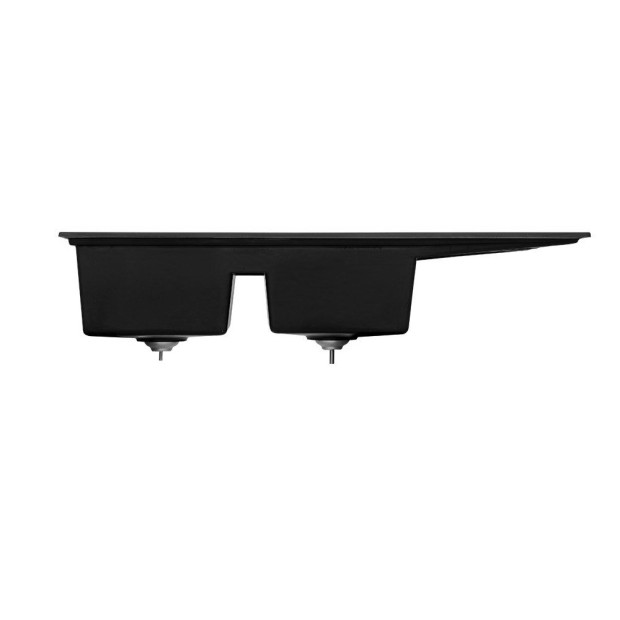 Kitchen Sink Stone Granite Laundry Basin Double Bowl 116x49cm Black Image 4