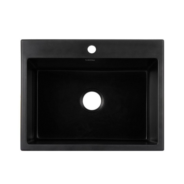 Kitchen Sink Granite Stone Sinks Basin Single Bowl Black 600mmx470mm Image 4
