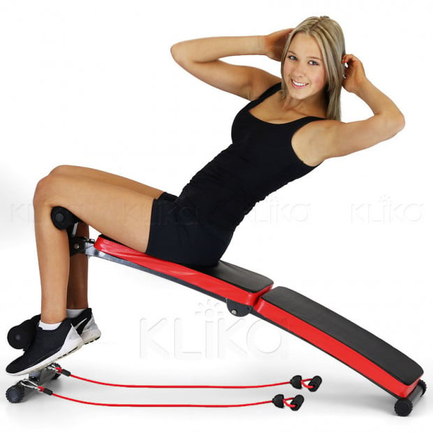 Incline sit-up bench with Resistance Bands Image 2
