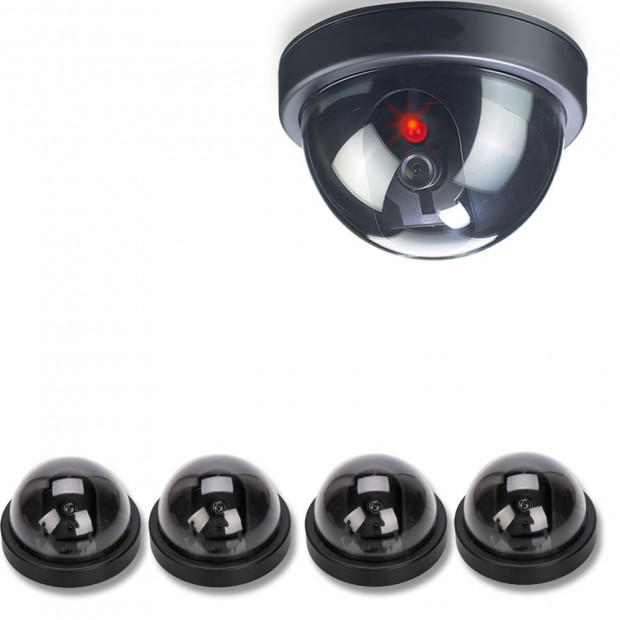 4x Dummy Fake Camera Home Surveillance Realistic Security Flash Led