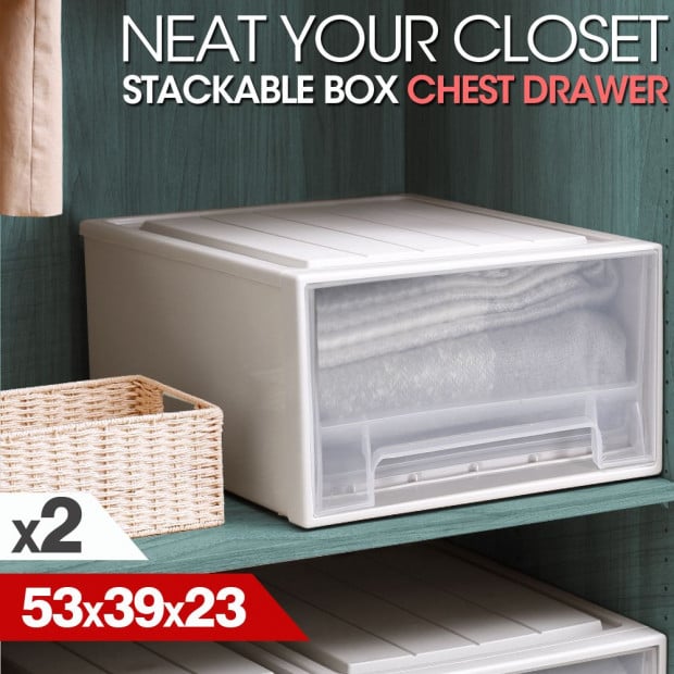 2 Pcs 39x23cm Wardrobe Organiser Cube Drawer
