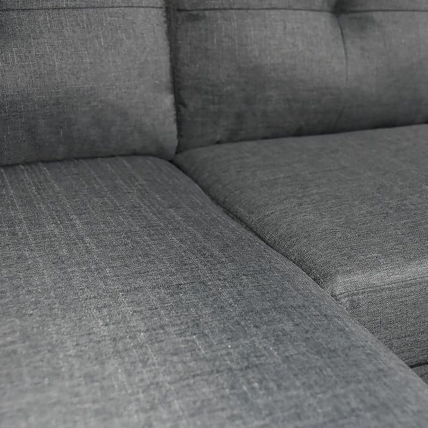 Juno Linen Corner Sofa with Chaise Lounge and Metal Legs by Sarantino - Grey Image 2