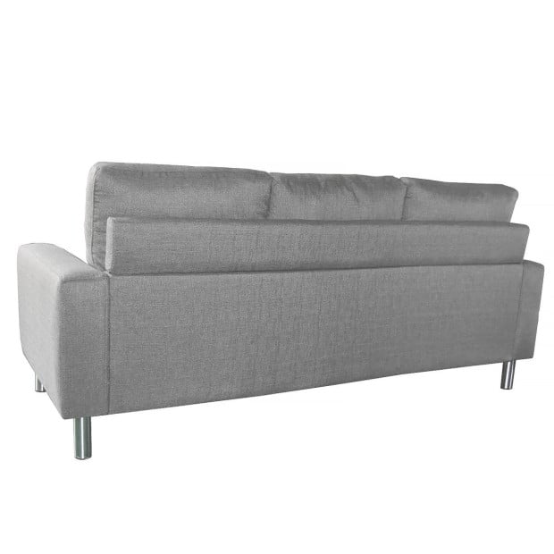 Juno Linen Corner Sofa with Chaise Lounge and Metal Legs by Sarantino - Grey Image 5