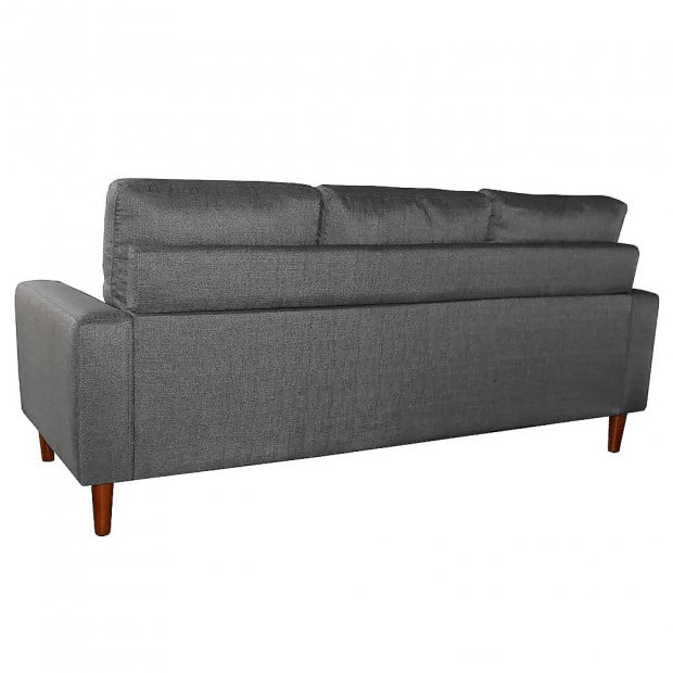 Juno Linen Corner Sofa with Chaise Lounge and Wooden Legs by Sarantino - Grey Image 3
