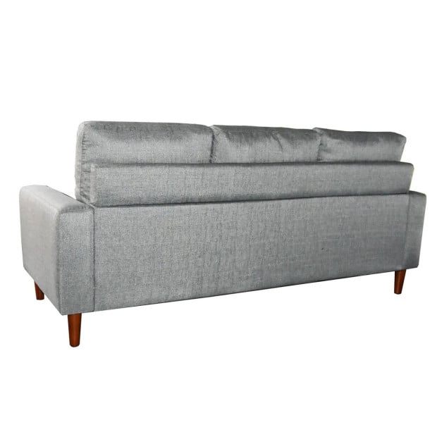 Juno Linen Corner Sofa with Chaise Lounge and Wooden Legs by Sarantino - Grey Image 4