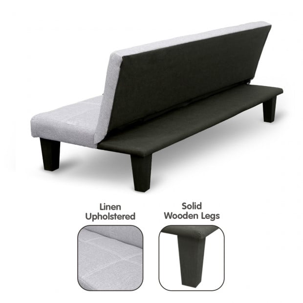 Liv 2-Seater Tufted Linen Sofa Bed by Sarantino - Light Grey Image 7