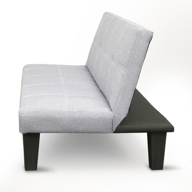 Liv 2-Seater Tufted Linen Sofa Bed by Sarantino - Light Grey Image 2