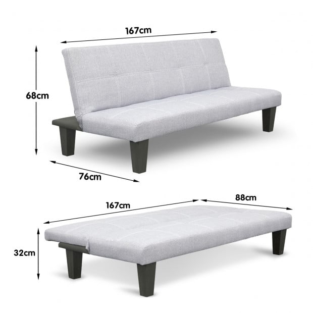 Liv 2-Seater Tufted Linen Sofa Bed by Sarantino - Light Grey Image 8