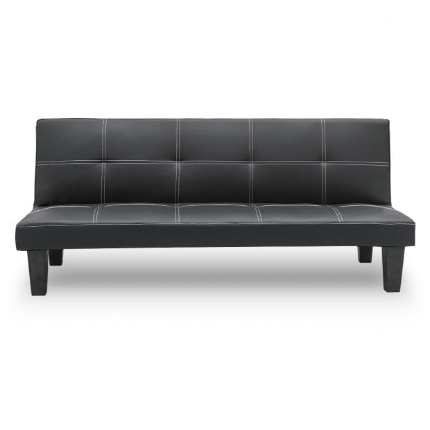 Liv 2 Seater Tufted Faux Leather Sofa, Black 2 Seater Leather Sofa Bed