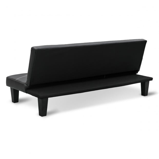 Liv 2-Seater Tufted Faux Leather Sofa Bed by Sarantino - Black Image 3