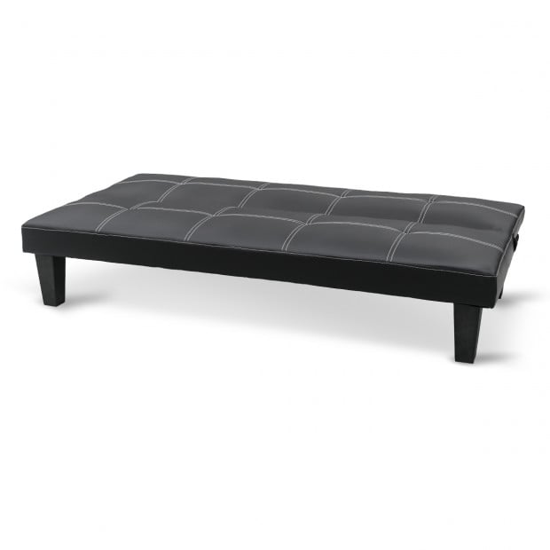 Liv 2-Seater Tufted Faux Leather Sofa Bed by Sarantino - Black Image 5