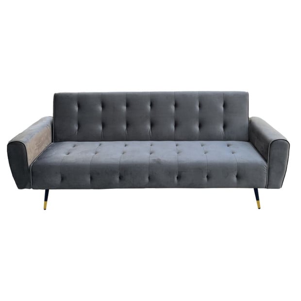 Ava Tufted Velvet Sofa Bed by Sarantino - Dark Grey Image 2