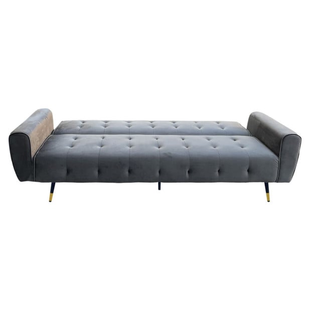 Ava Tufted Velvet Sofa Bed by Sarantino - Dark Grey Image 4