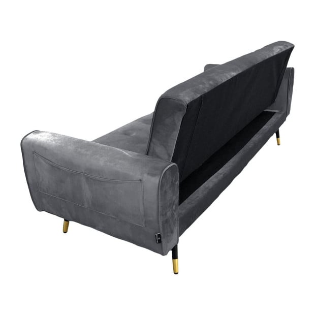Ava Tufted Velvet Sofa Bed by Sarantino - Dark Grey Image 5