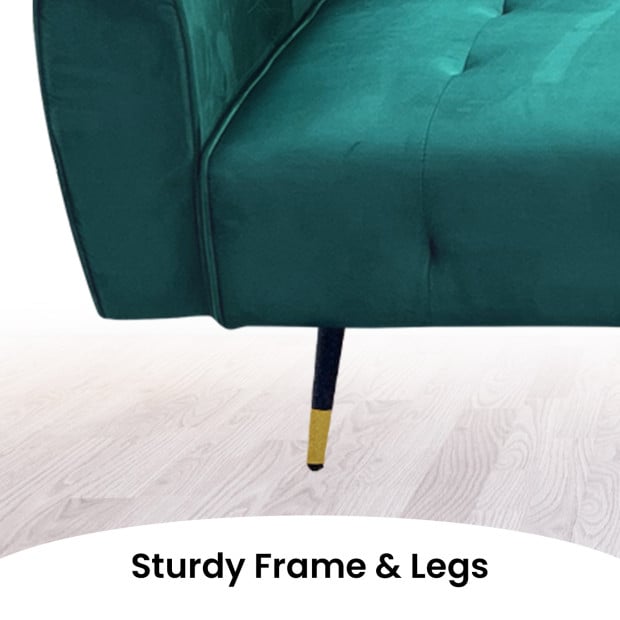 Ava Tufted Velvet Sofa Bed by Sarantino - Green Image 13