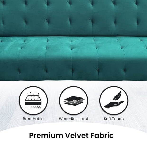 Ava Tufted Velvet Sofa Bed by Sarantino - Green Image 12