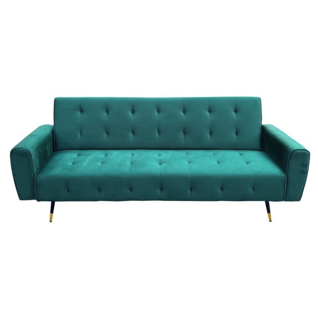 Ava Tufted Velvet Sofa Bed by Sarantino - Green Image 5
