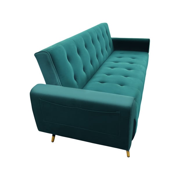 Ava Tufted Velvet Sofa Bed by Sarantino - Green Image 6