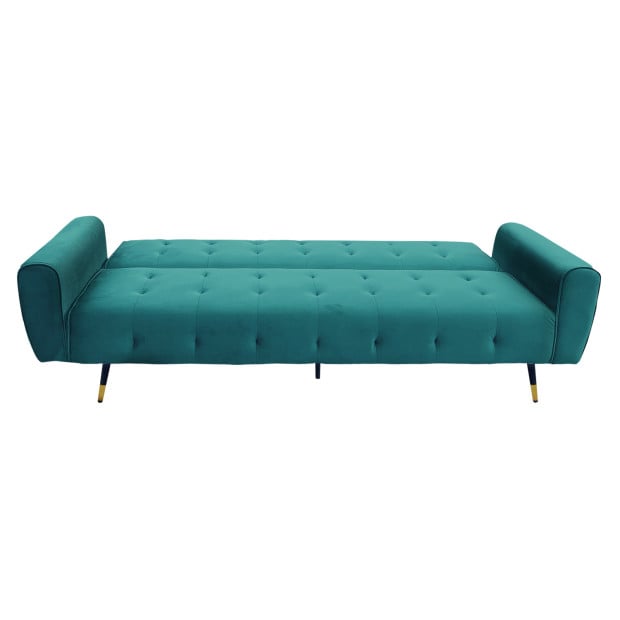 Ava Tufted Velvet Sofa Bed by Sarantino - Green Image 2