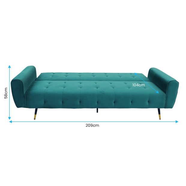 Ava Tufted Velvet Sofa Bed by Sarantino - Green Image 9