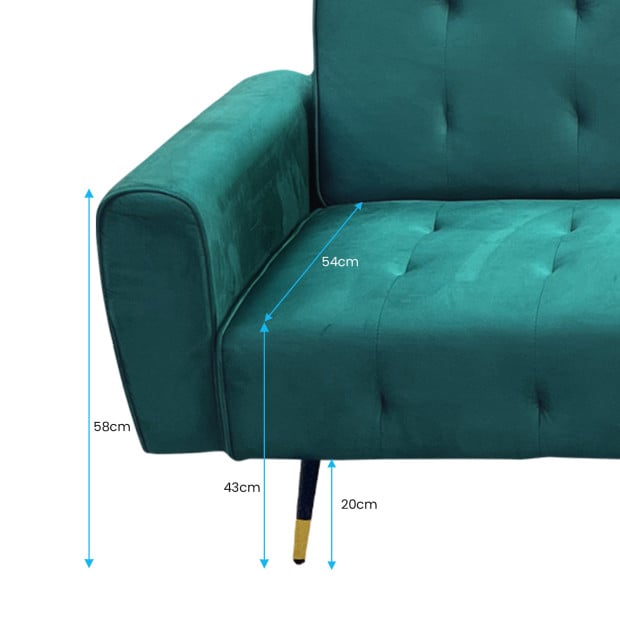 Ava Tufted Velvet Sofa Bed by Sarantino - Green Image 10