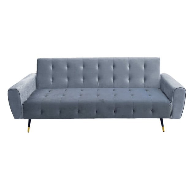 Ava Tufted Velvet Sofa Bed by Sarantino - Light Grey Image 2