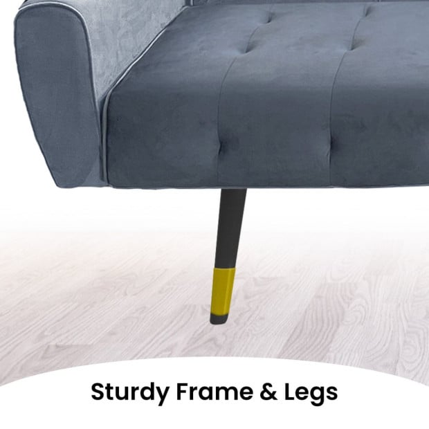 Ava Tufted Velvet Sofa Bed by Sarantino - Light Grey Image 11
