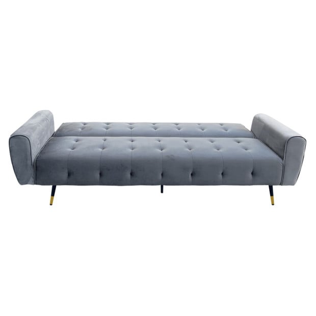 Ava Tufted Velvet Sofa Bed by Sarantino - Light Grey Image 4