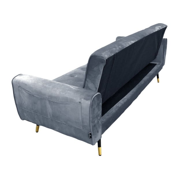 Ava Tufted Velvet Sofa Bed by Sarantino - Light Grey Image 5
