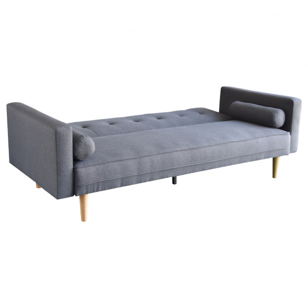 Aria 3-Seater Linen Sofa Bed with Bolsters by Sarantino - Dark Grey Image 5