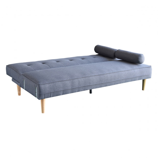 Aria 3-Seater Linen Sofa Bed with Bolsters by Sarantino - Dark Grey Image 6