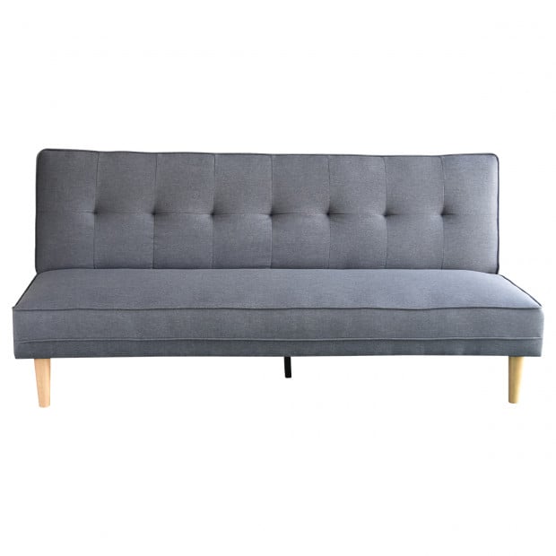 Aria 3-Seater Linen Sofa Bed with Bolsters by Sarantino - Dark Grey Image 4