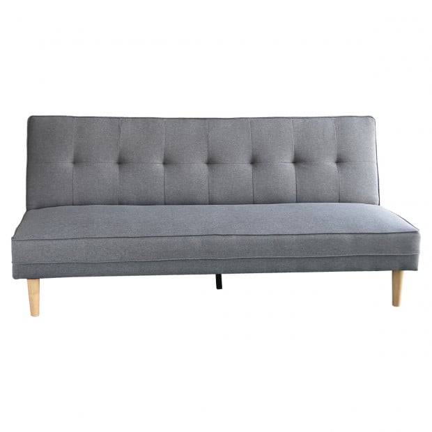 Aria 3-Seater Linen Sofa Bed with Bolsters by Sarantino - Light Grey Image 4