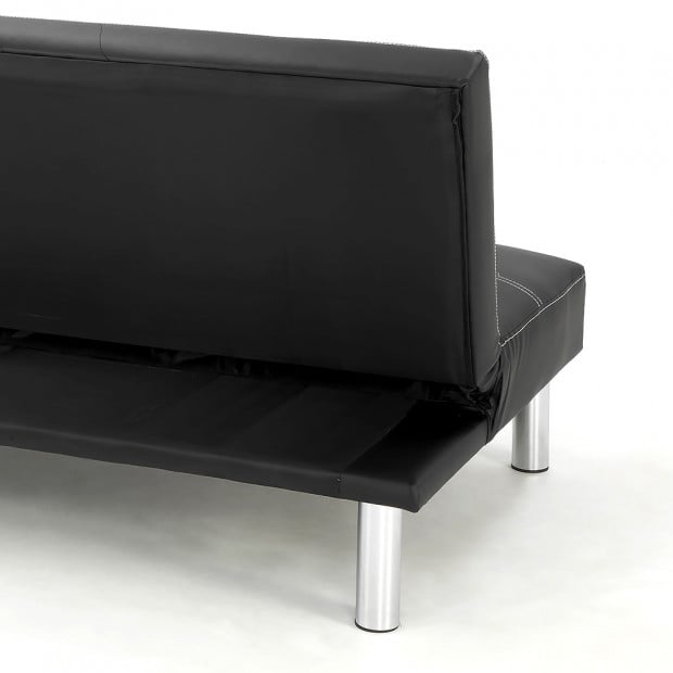 Liv 3-Seater Tufted Faux Leather Sofa Bed by Sarantino - Black Image 3