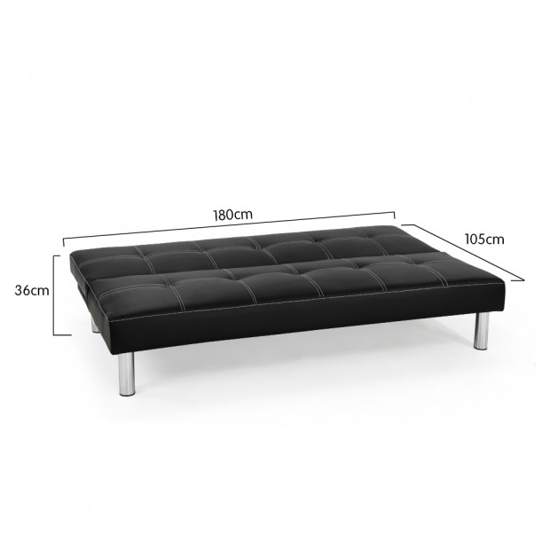 Liv 3-Seater Tufted Faux Leather Sofa Bed by Sarantino - Black Image 6
