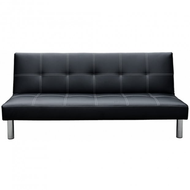 Liv 3-Seater Tufted Faux Leather Sofa Bed by Sarantino - Black Image 4