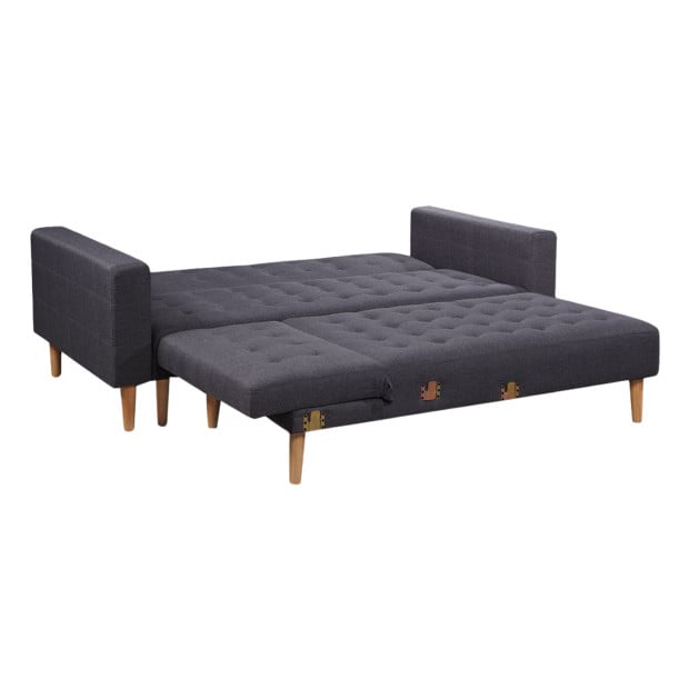 Victoria Modular Tufted Linen Sofa Bed with Chaise by Sarantino - Dark Grey Image 2