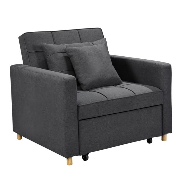 Suri 3-in-1 Convertible Lounge Chair Bed by Sarantino - Dark Grey Image 2