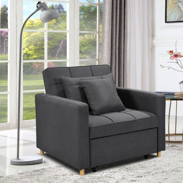 Suri 3-in-1 Convertible Lounge Chair Bed by Sarantino - Dark Grey Image 15