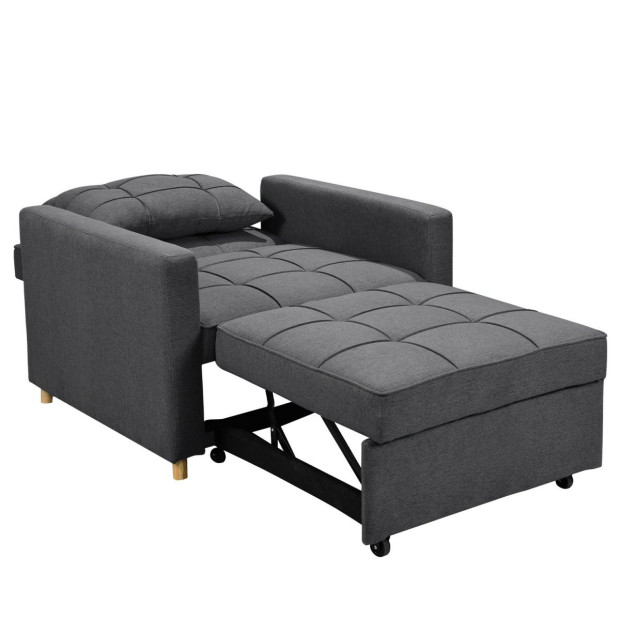 Suri 3-in-1 Convertible Lounge Chair Bed by Sarantino - Dark Grey Image 3
