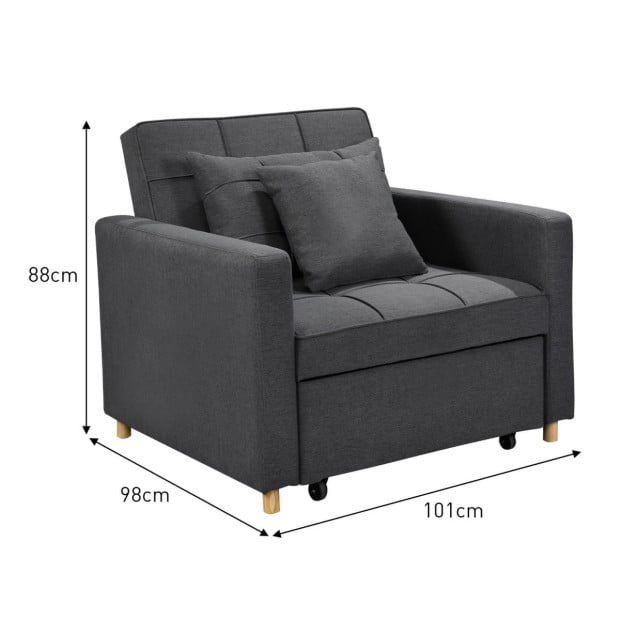 Suri 3-in-1 Convertible Lounge Chair Bed by Sarantino - Dark Grey Image 4