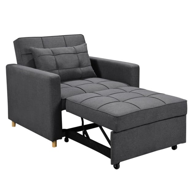Suri 3-in-1 Convertible Lounge Chair Bed by Sarantino - Dark Grey Image 6