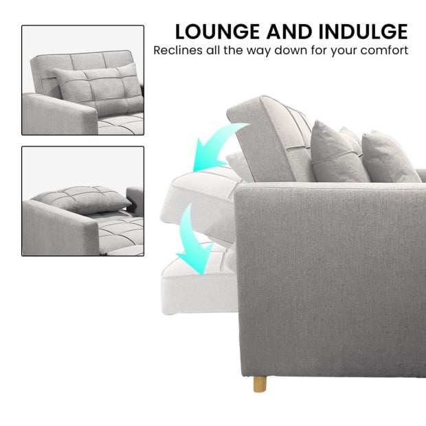 Suri 3-in-1 Convertible Lounge Chair Bed by Sarantino - Light Grey Image 11