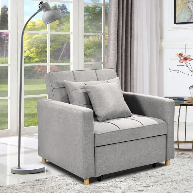 Suri 3-in-1 Convertible Lounge Chair Bed by Sarantino - Light Grey Image 15