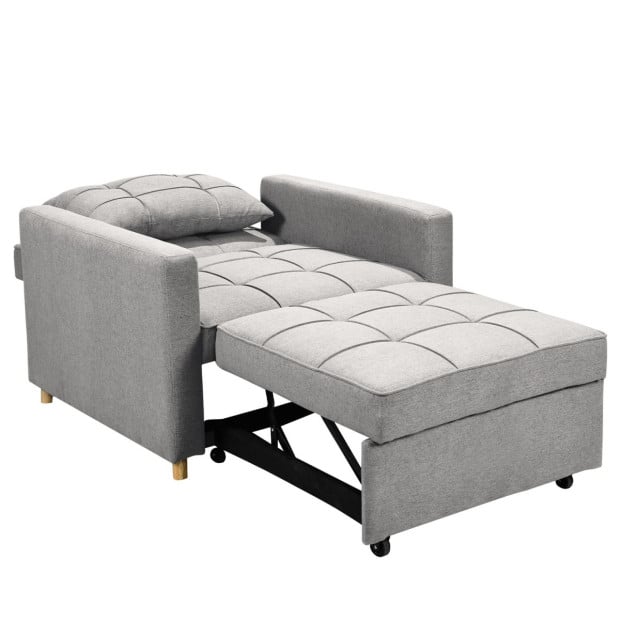 Suri 3-in-1 Convertible Lounge Chair Bed by Sarantino - Light Grey Image 3