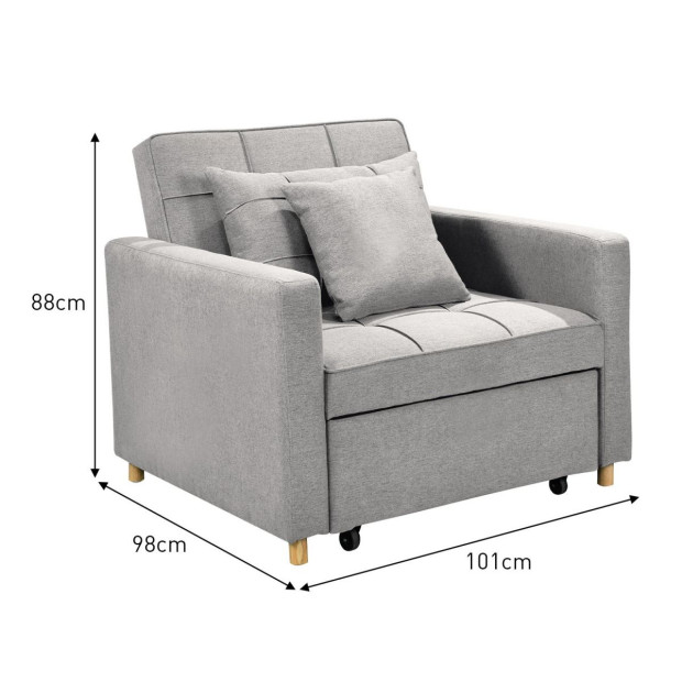 Suri 3-in-1 Convertible Lounge Chair Bed by Sarantino - Light Grey Image 4